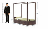 Solivo Solid Sheesham Wood Single Poster Bed With Two Drawers (Walnut Finish)